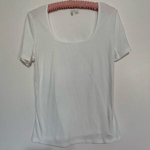 Cato White Scoop Neck Short Sleeve Tee